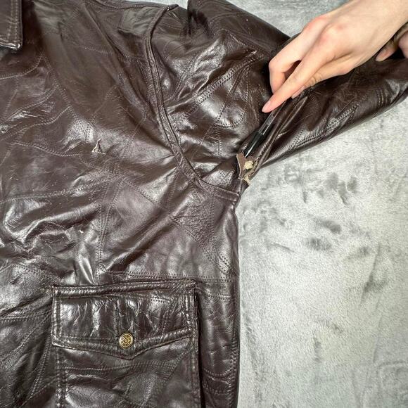 Distressed Vintage M. Collection Genuine Leather Bomber Jacket Size XL - Picture 6 of 8
